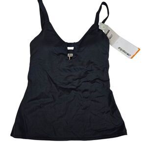 New Marika Black Tankini Top Swimsuit Adjustable Straps Womens Size Small